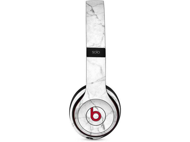 Decal Audio Skin Compatible with Beats Solo 3 Wireless - White Marble Design