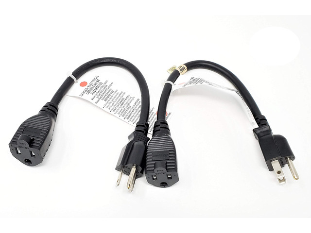 Inc. 1 Feet Heavy Duty AC Power Extension Cord Ul Approved/ 2-Pack/Black (M05-113EPR-2P)