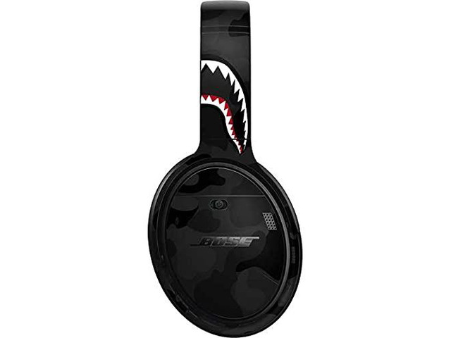 Decal Audio Skin Compatible with Bose QuietComfort 35 Headphones - Originally Designed Shark Teeth Grey Street Camo Design
