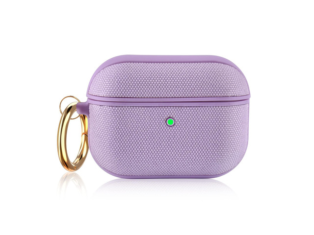 Case Compatible with Apple AirPods Pro Case Fabric & PC Cover Full Protective Pro Charging Case Skin Cover with Keychain, Purple