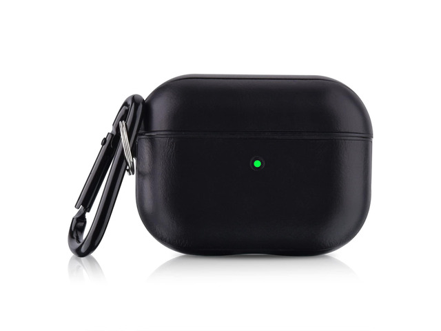 Case Compatible with Apple AirPods Pro Case Genuine Leather & PC Cover Full Protective Pro Charging Case Skin Cover with Keychain, Black