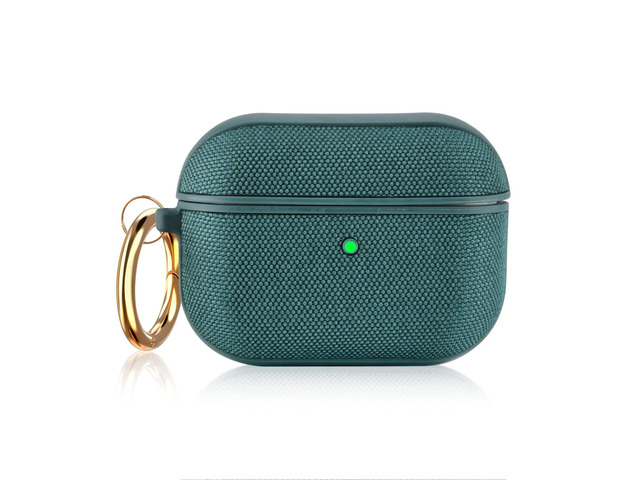 Case Compatible with Apple AirPods Pro Case Fabric & PC Cover Full Protective Pro Charging Case Skin Cover with Keychain, Green