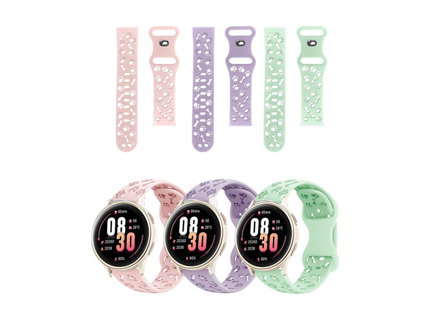 3 Packs Bands Compatible with BlazeChip DR09 Smart Watch,Sport Quick-Release Cute Dog Paws Silicone Band,Adjustable Wristband, Ventilated Comfort &...