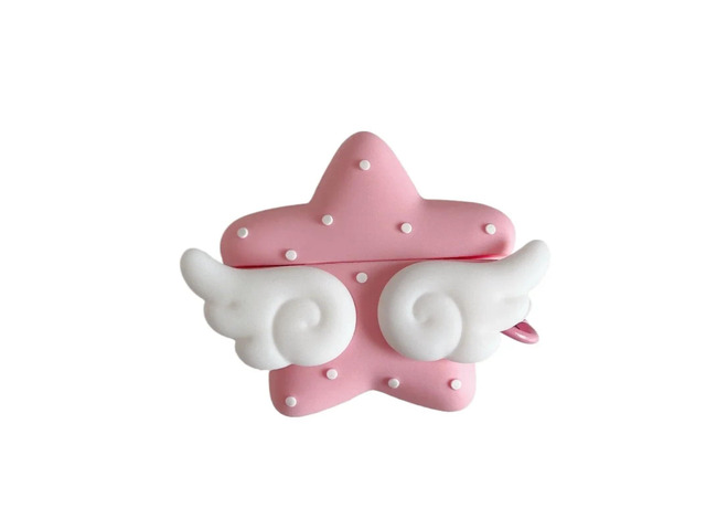 Cover with Angel Wings Design for AirPods Case, Protective Shockproof Slim Fit, Cute Accessory with Fluffy Cloud and Polka Dot Patterns (Pink, for...