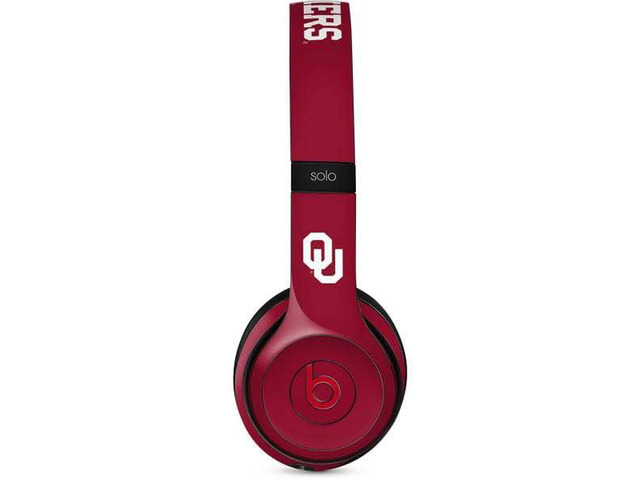 Decal Audio Skin Compatible with Beats Solo 3 Wireless - Officially Licensed University of Oklahoma Sooners Red Design