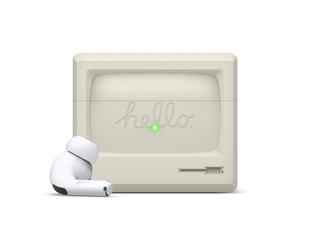 AW3 Silicone Case for AirPods Pro Classic Monitor Design, Visible LED Light, Supports Wireless Charging (Classic white) [US Patent Registered]