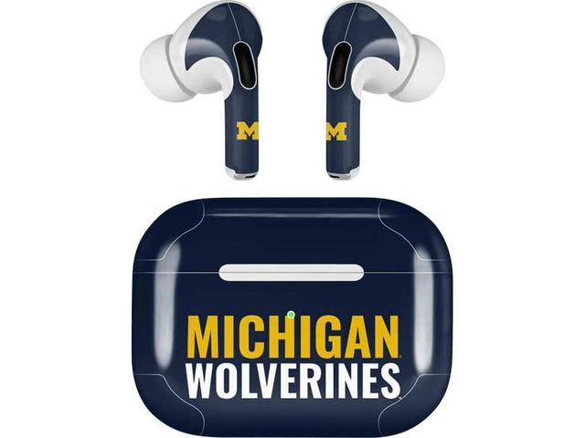 Decal Audio Skin Compatible with Apple AirPods Pro - Officially Licensed University of Michigan Wolverines M Design