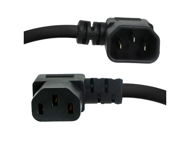 C14 Right to C13 Left Power Cord - 6 Foot, 10A/250V, 18/3 SJT, IEC 60320 - Part # IBX-6424-06
