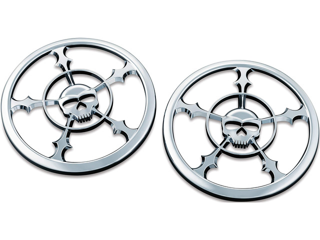 7373 Chrome Front Fairing Speaker Grills for 2014-19 Harley-Davidson Motorcycles: Zombie, Pack of 2