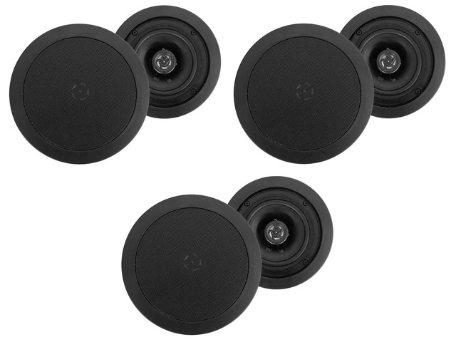 HC55 Black 5.25' in-Ceiling Home Theater Speakers, 8 Ohm, 6-Pack 300W Peak / 120W RMS, Swivel Tweeter, Paintable Flush Mount Grills, 88dB,...
