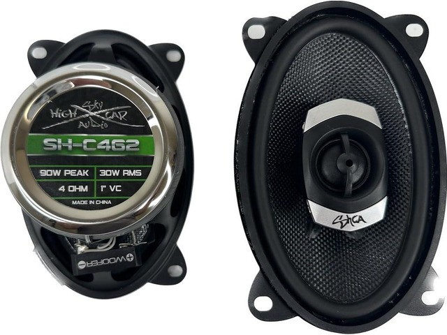 SHCA - C462 4x6 2-Way Coaxial Speakers (Pair) with Glass Fiber Cone and Pivoting Tweeter