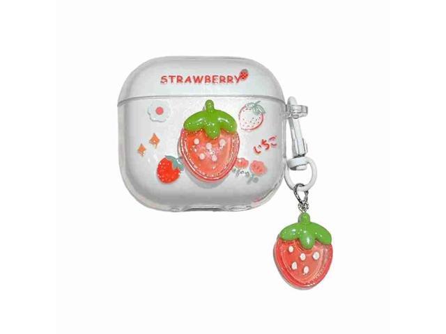 Compatible with AirPods 4, Fashion Slim Fit Cover Clear Strawberry Accessories Case for AirPods 4 with Pendant Compatible with AirPods 4, Fashion Slim Fit Cover Clear Strawberry Accessories Case for AirPods 4 with Pendant