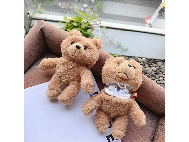 Designed for Apple AirPods 3 Case 2021, Bear Plush Doll Cute 3D Cartoon AirPods 3rd Gen Cover Hooks Button Earphone Headphone, Shockproof Anti-Fall...