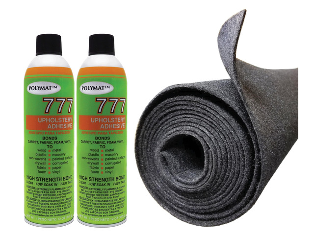 2 Glue + 45 FT x 3.75FT Wide (45FTX45INCHES) Charcoal Speaker Box Backed Carpet Truck Car Trunk Liner, Dash Cover, Interior Headliner Carpet