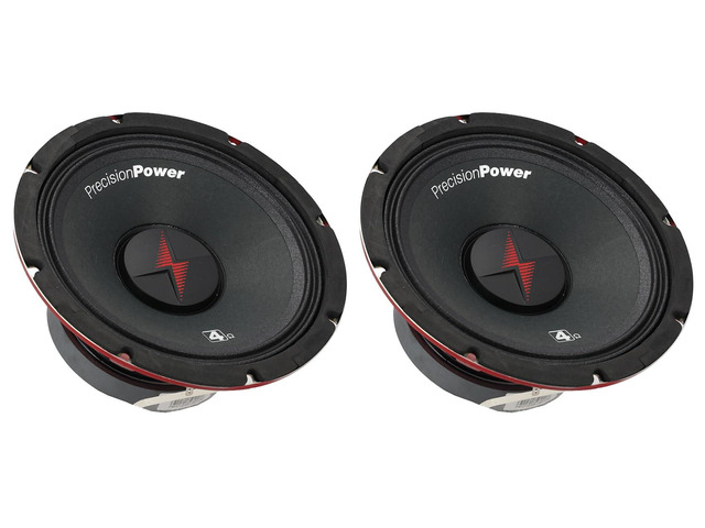 Precision Power PM.804 200 Watt 8 in Pro Car Audio Mid-Range Speakers 4-Ohm, 100W RMS, 97dB, 120Hz-8kHz, for High-SPL Systems, 2-Piece