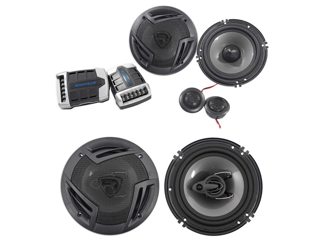 RV65.2C 6.5' Component Car Speaker Pair with RV6.3A Speakers 750W Peak / 140W RMS Each, RV6.3A 6.5' 3-Way Coaxial Speaker Pair, 2 Tweeters, 2...