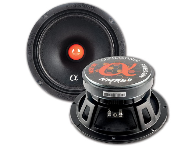 1 Pair of NMR80 Neuron Series 8' 800 Watts Max 200 Watts RMS Mid-Range Car Audio Speaker 4-Ohm Cloth Surround, Non Pressed Paper Cone, Ferrite Magnet