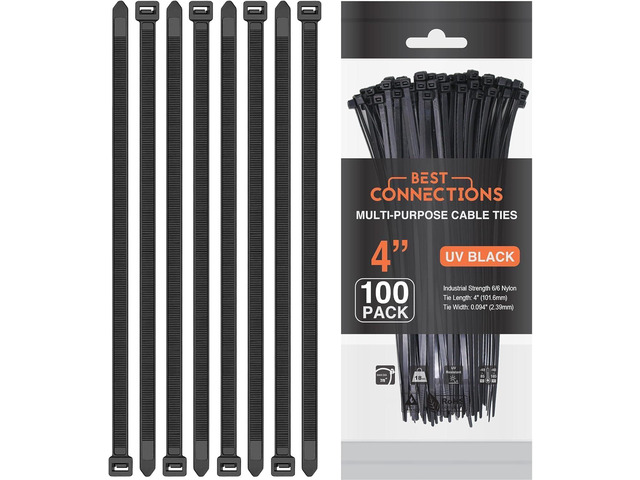 Black Zip Ties 4 Inch 5000 Pack - Self-Locking Nylon Cable Ties 18 Lbs - Multi-Purpose Wire Ties for Cable Management - Indoor & Outdoor