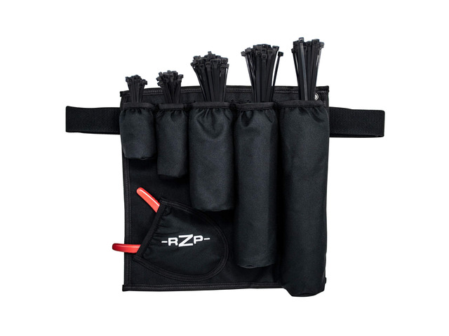 Ready Zip Pack, Wearable cable tie organizer, with 250 or 500 white or black zip ties, belt and cutter (500, black)