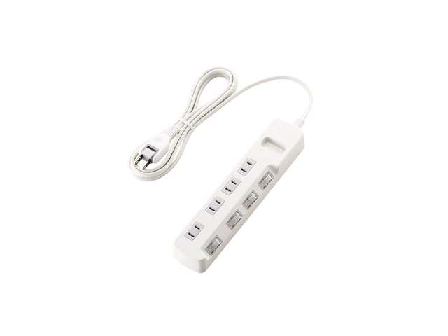 ELECOM Lightning Guard Power Strip with Individual Switch and Swing Plug 4 Outlet 2.5m [White] T-K5A-2425WH (Japan Import)