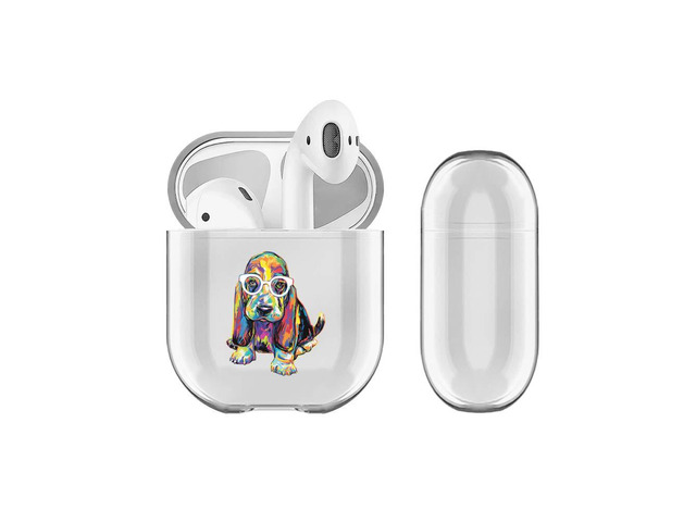 Officially Licensed P. D. Moreno Basset Hound Dogs Clear Hard Crystal Cover Compatible with Apple AirPods 1 1st Gen / 2 2nd Gen Charging Case