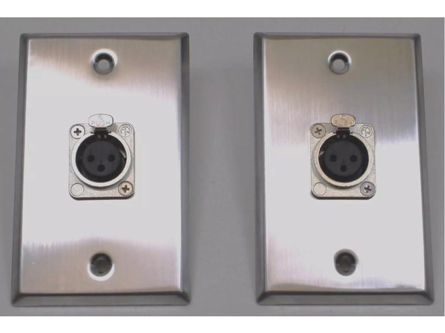 (2) Two XLR Single Wall Plates w/NEUTRIK NC3FD-L-1 Female 3 Pin Stainless Steel