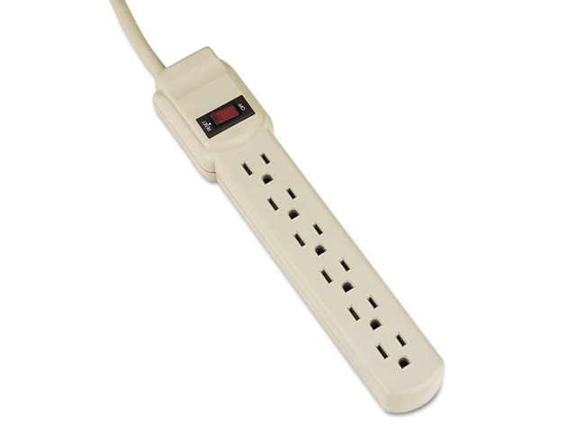 73304 Six-Outlet Power Strip, 4-Foot Cord, 1-15/16 x 10-3/16 x 1-3/16 Inches, Ivory