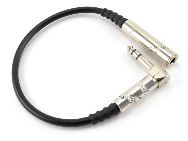 CablesOnline 1ft Right-Angle (6.35mm) 1/4in. Stereo Male to Female Audio Extension Cable (A6-201SR)