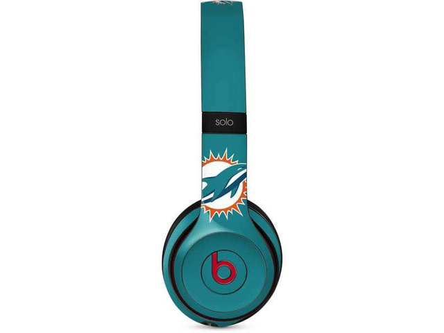 Decal Audio Skin Compatible with Beats Solo 3 Wireless - Officially Licensed NFL Miami Dolphins Large Logo Design