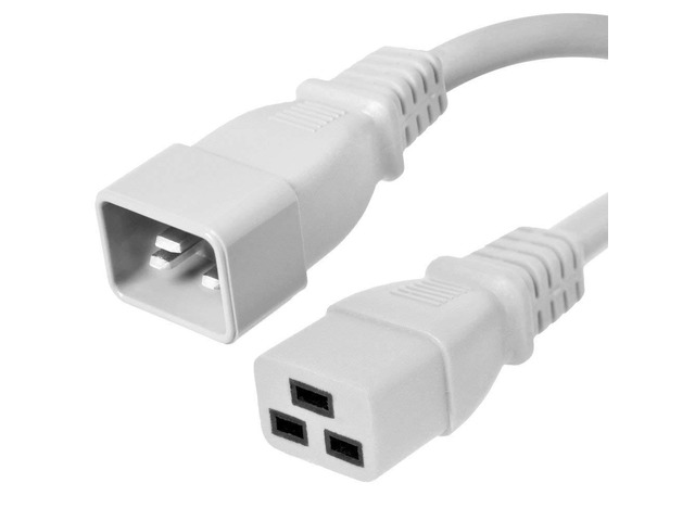 C20 to C19 Power Cord - White, 5 Foot, 20A/250V, 12/3 AWG, IEC 60320 - Part # IBX-2104-05