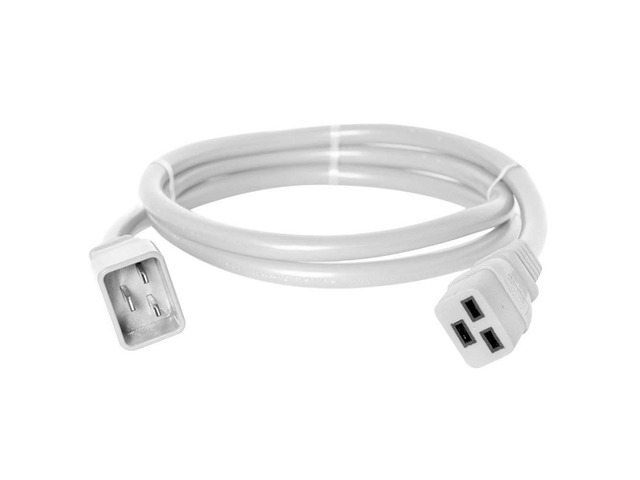 Heavy Duty Extension Power Cord, C19 to C20, 12AWG, 20 AMPS, 250V (White) (White 10 ft.)