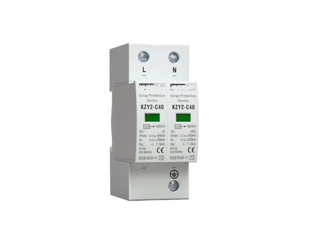 KZY2-C40 2P AC 275V 385V 20KA-40KA Protector Surge Protector SPD with PE Home Safety Protector(2P 385V)