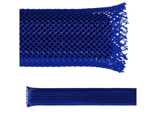 3/4' PET Expandable Braid Sleeving Flame Retardant Flexible Wire Mesh for Cord Management and Cable Protection - 25 Feet - Blue