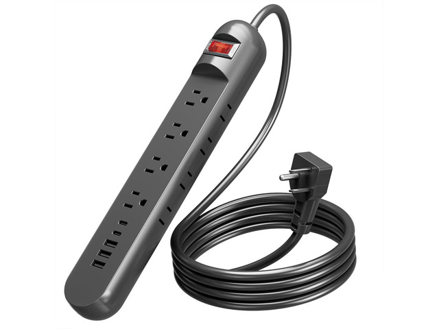 Tepongofa Power Strip 5FT/10 FT, 13-in-1 Red Switch Power Strip with 8 Outlets 3 USB Ports(2 USB C), Side Plug Design, One-Key Mains Switch,Wall...