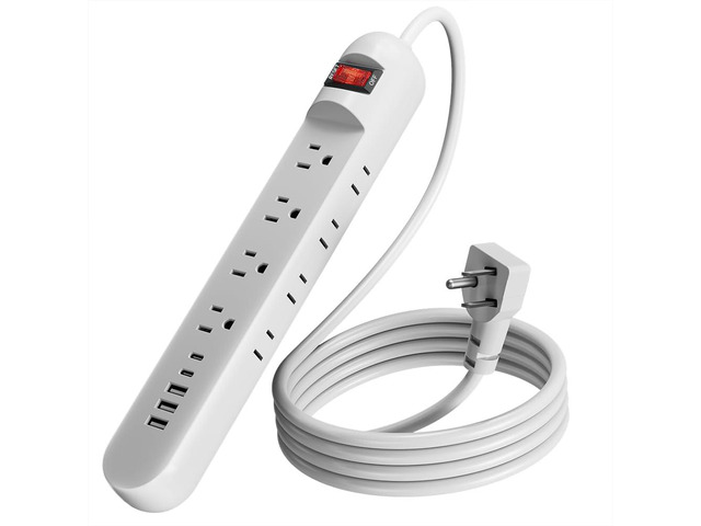 Tepongofa Power Strip 5FT/10 FT, 13-in-1 Red Switch Power Strip with 8 Outlets 3 USB Ports(2 USB C), Side Plug Design, One-Key Mains Switch,Wall...