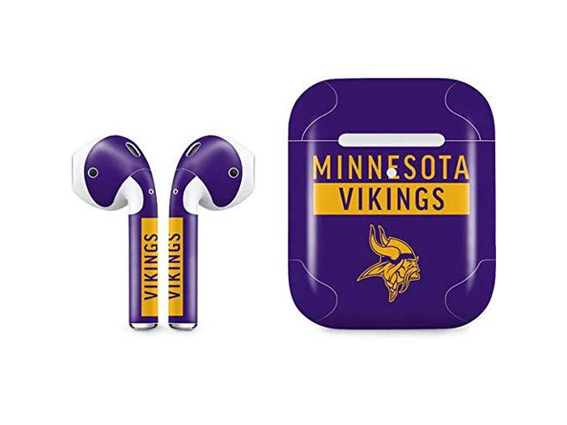 Decal Audio Skin Compatible with Apple AirPods 2 - Officially Licensed NFL Minnesota Vikings Purple Performance Series Design
