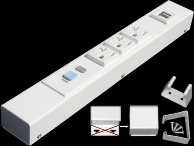 12 Hardwired Power Strip (NO Power Cord), 3 (NEMA 5-20R) Vertical Outlets (NOT Tamper Resistant), NO Ears (Without mounting tabs on Both Ends), 20...