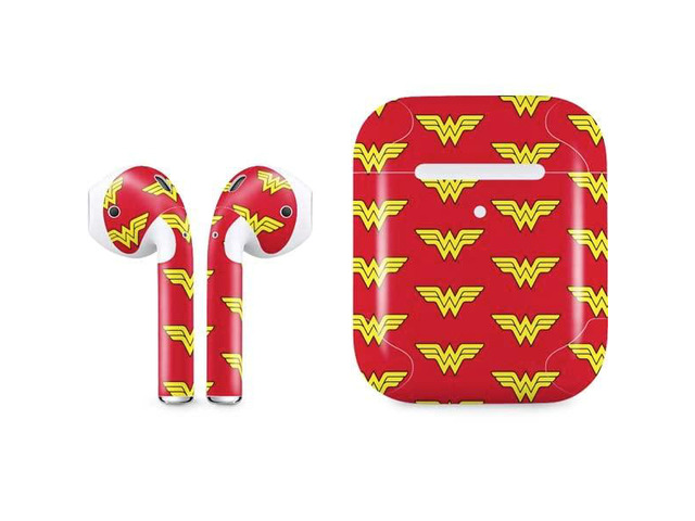 Decal Audio Skin Compatible with Apple AirPods 2 - Officially Licensed DC Comics Wonder Woman Logo Pattern Design