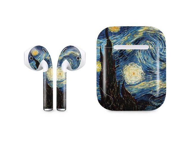 Decal Audio Skin Compatible with Apple AirPods - Officially Licensed Van Gogh - The Starry Night by Van Gogh Design