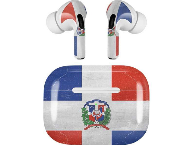Decal Audio Skin Compatible with Apple AirPods Pro - Dominican Republic Flag Distressed Design
