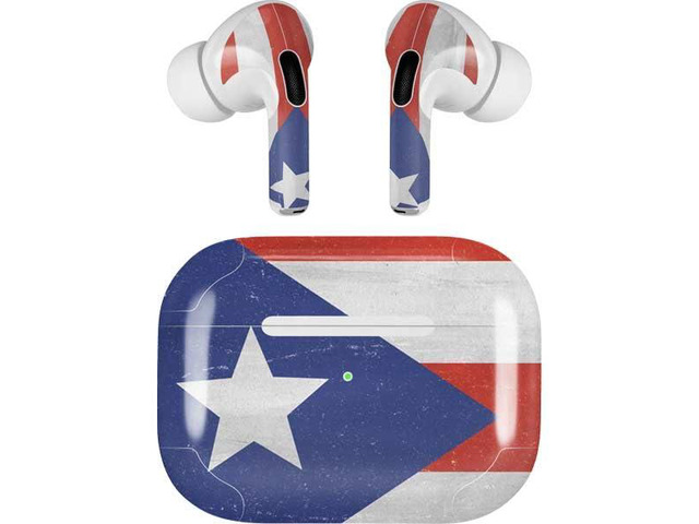 Decal Audio Skin Compatible with Apple AirPods Pro - Puerto Rico Flag Distressed Design