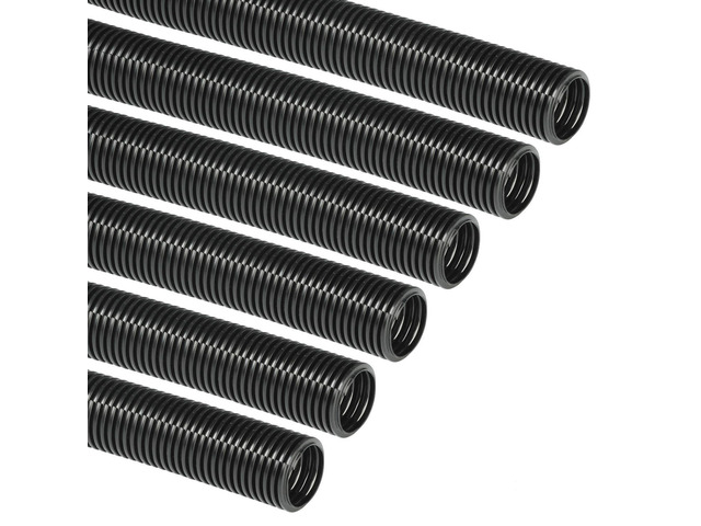 Black 43in Cable Sleeve 6-Pack, Flexible Wire Protector Tubing, Split Electrical Conduit, Plastic PC Cable Management Tube, Cord Sheath, TV Loom...