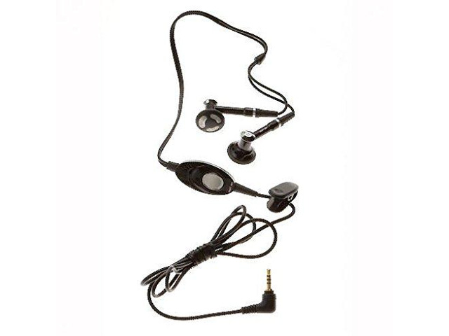 2.5mm Hands-Free Earphones Dual Earbuds Headphones Earpieces w Mic Stereo Black for Verizon LG VX5500 - VX8350 - VX8360