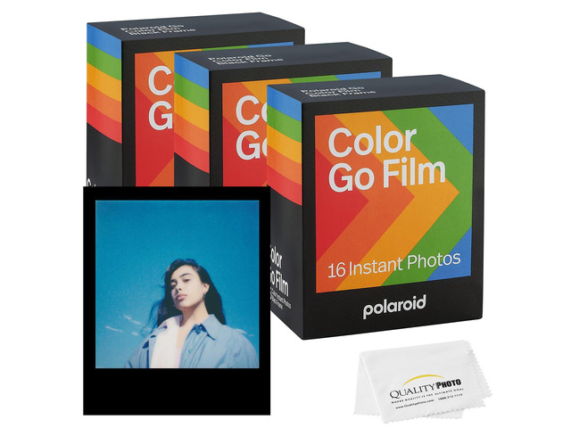 Go Color Film, Black Frame + Quality Photo Microfiber Cloth (Compatible with Go Cameras) (3 Pack (48 Films))