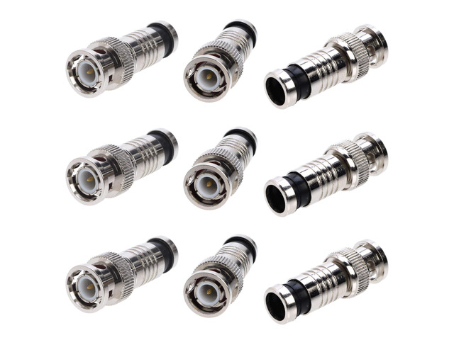 RG59 BNC Compression Connector Fixed Pin, All-Metal Nickel-Plated, 360Â° Radial Compression for Secure Signal, Weatherproof, Indoor/Outdoor,...