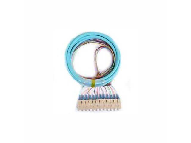 12 Fiber SC/PC Distribution Pigtail, Multimode OM3 50um, Color Coded 900um Breakout, 9.8 Feet (3 Meter) - Durable, Low Loss