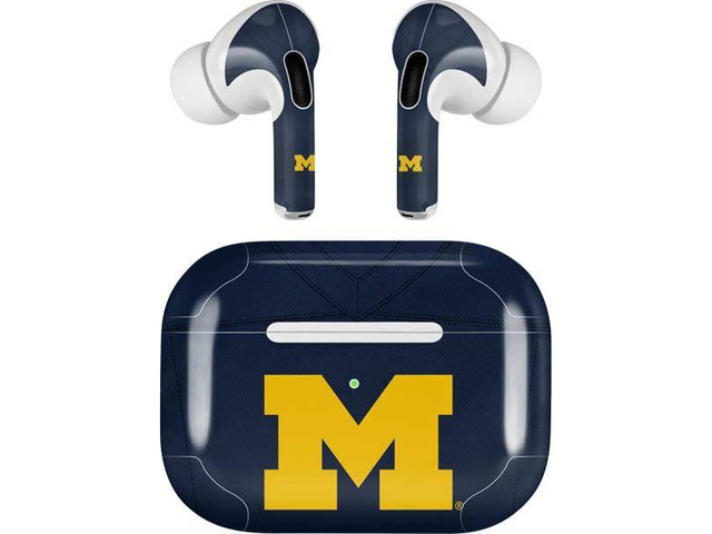 Decal Audio Skin Compatible with Apple AirPods Pro - Officially Licensed University of Michigan Blue Jersey Design
