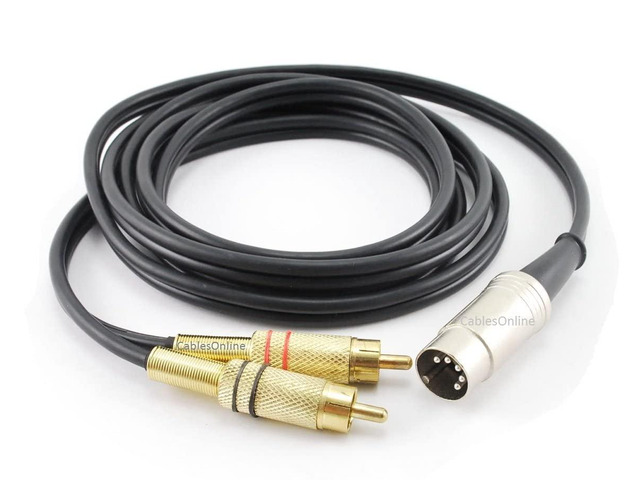 CablesOnline 6ft 5-Pin Din Male to 2-RCA Male Professional Audio Cable for Bang & Olufsen, Naim, Quad...Stereo Systems, Black (BO-206K)