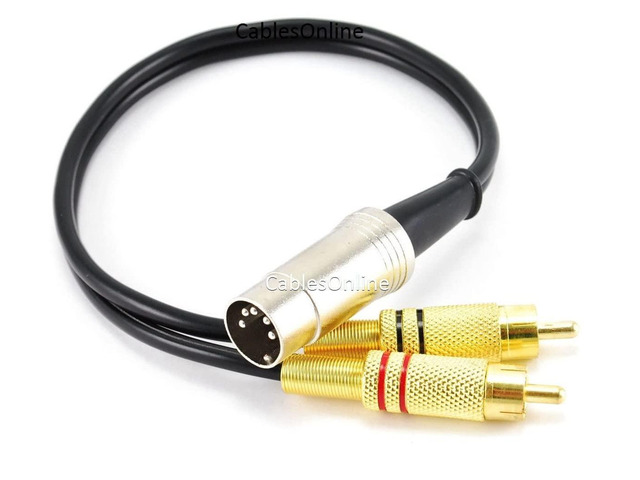 CablesOnline 1ft 5-Pin Din Male to 2-RCA Male Professional Grade Audio Cable for Bang & Olufsen, Naim, Quad...Stereo Systems (BO-201K)