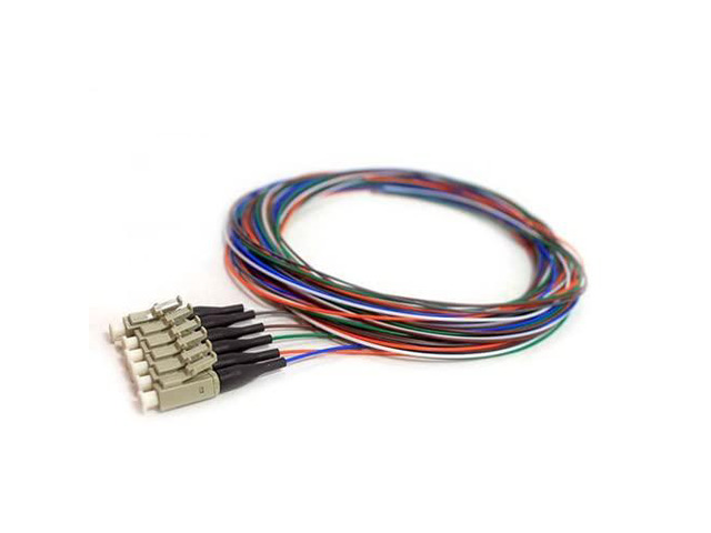 6 Strand Fiber Pigtail, Multimode OM2 50/125, LC/PC Connectors, Black Boot, 9.8 Feet (3 Meter) - Ideal for High Fiber Count Splicing
